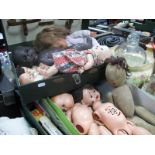 Mid XX Century Plastic Dolls, Victory wooden jigsaw, card games etc:-Two Boxes and a Case