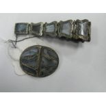 A Victorian Scottish Hardstone Inset Panel Bracelet, of graduated design to snap clasp; together