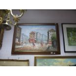Burnley - A Mid XX Century Oil on Canvas Parisian Street Scene, signed bottom right, 88 x 62cm.