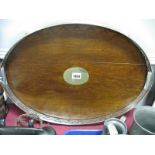 A Decorative Silver Plated Oak Mounted Gallery Tray, of oval form, with vacant central oval panel,
