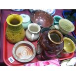 Studio Pottery: Janet Adam pottery jug, Port Dundas, Glasgow brown pottery vase, Alan Frewin pottery