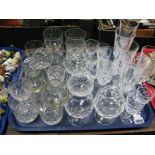 A Quantity of Stemware - Whisky and brandy glasses, champagne flutes etc:- One Tray