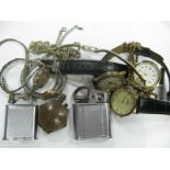 An Eternity Band, (cut) lighters, ladies and gent's wristwatches, chains, etc.