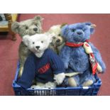 Four Modern Steiff Collectors Bears, including 2004 Limited Edition teddy with navy blue knitted