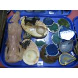 A Collection of Geological Samples, a carved hardstone Oriental deity (damaged) etc:- One Tray