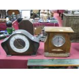 A Smiths and Sons Limited Oak Cased Mantel Clock, with one other. (2)