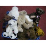 A Collection of Nine Modern Teddy Bears, including seven jointed, two by Jennifer Browne, mostly
