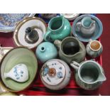 Buchan Pottery Jugs, Iden pottery vase and other studio pottery bowls etc:- One Tray
