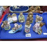 Beswick Beatrix Pottery Figures: Hunca Munca Sweeping, Taylor of Gloucester, Appley Dapply,