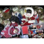 A Collection of Modern Porcelain Dolls, plastic costume dolls, fashion doll, etc:- Three Boxes