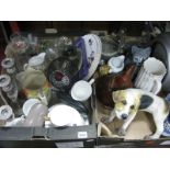 Royal Imperial China Tea Service, glassware, resin dog, resin cat, etc:- Two Boxes