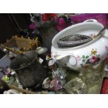 Melba Ware Shire Horse, (damage) a pair of XIX Century moulded glass inkwells, plated ware, etc:-