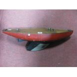 An Early/Mid XX Century Wooden Pond Yacht, (no rigging), length 57cm.