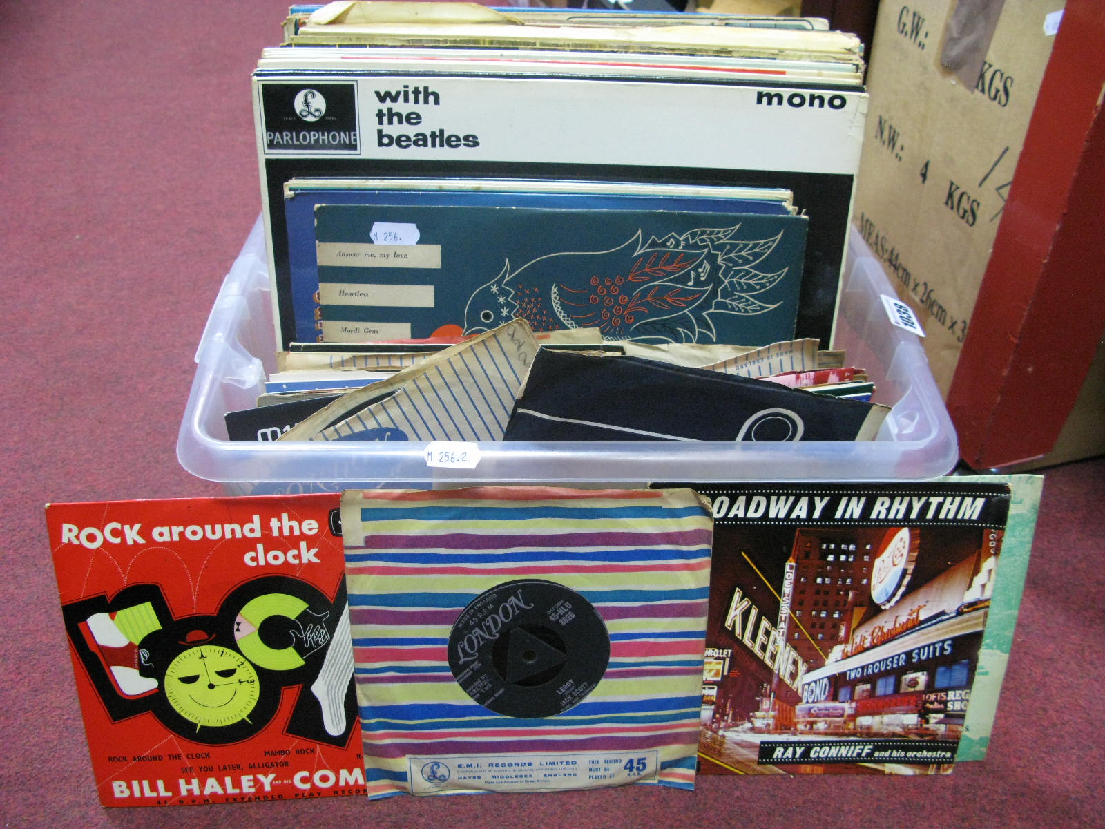 LP's and 45's - A Collection to include 'With The Beatles', Whitesnake, Bill Haley EP, Kevin Wilson,