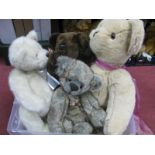Four Modern Jointed Teddy Bears, between 15 and 26 inches high, approximately.