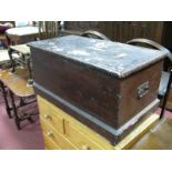 A XIX Century Painted Pine Blanket Box, with hinged lid, carrying handles on plinth base.