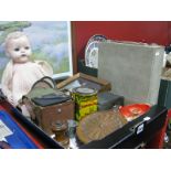 A Mid XX Century Pedigree Plastic Doll, with sleeping eyes, open mouth, carved oak bellows, box