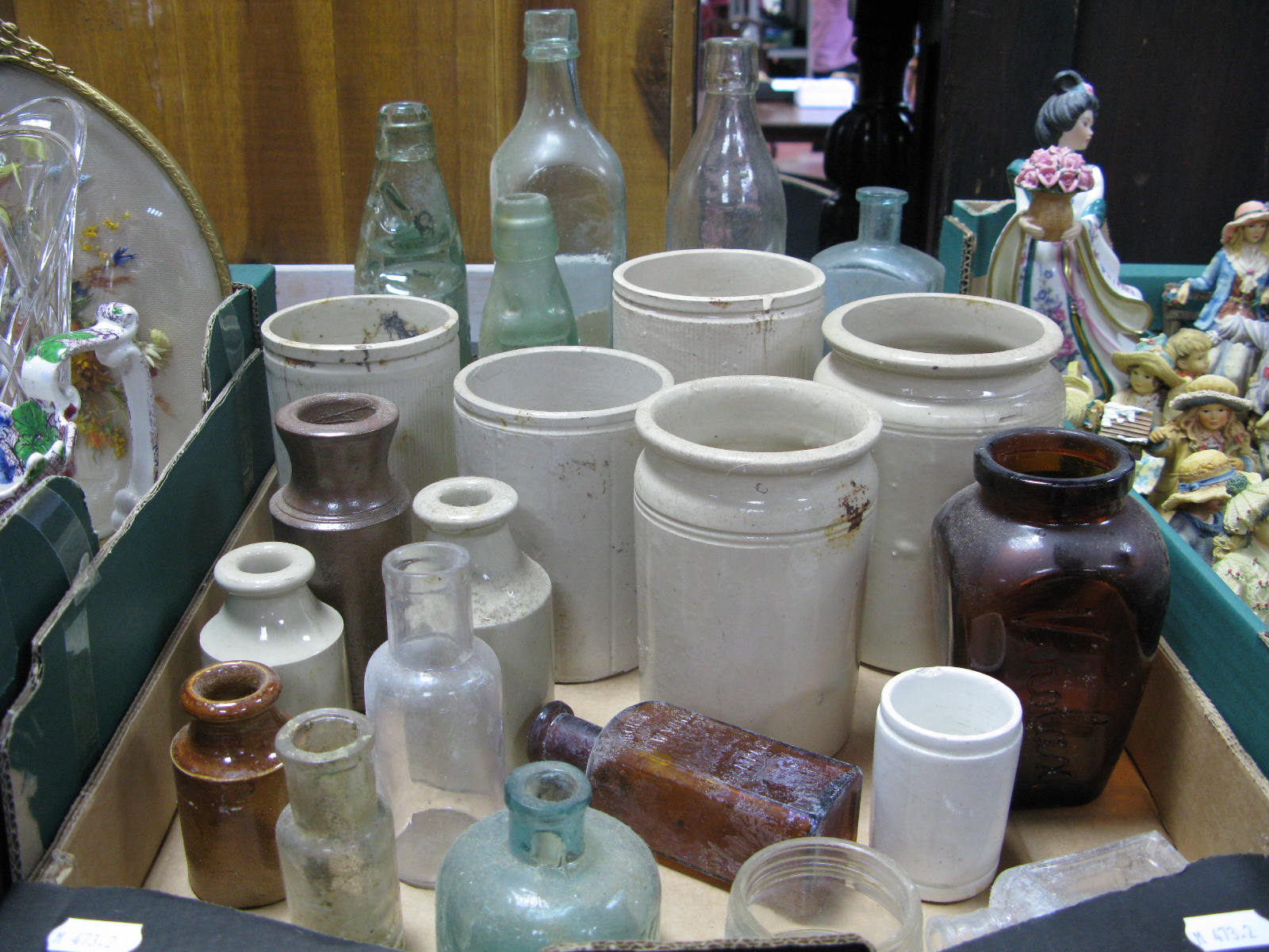 Early XX Century Glass Bottles, including Whittington and Littlehampton Codd bottles, medicine