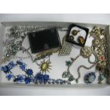 Diamanté and Other Costume Necklaces, brooches, novelty costume charm bracelet etc; together with an