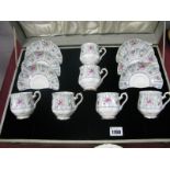 A Royal Albert Bone China Cased Tea Service, 'Debutante' pattern, (one cup repaired).