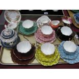 Six Royal Stuart Harlequin Trios, other teaware:- One Tray