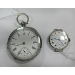 An Openface Pocketwatch, the white dial with black Roman numerals and seconds subsidiary dial, the