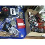 A Mixed Lot of Assorted Costume Jewellery, including bangles, beads, compacts, cufflinks, etc.