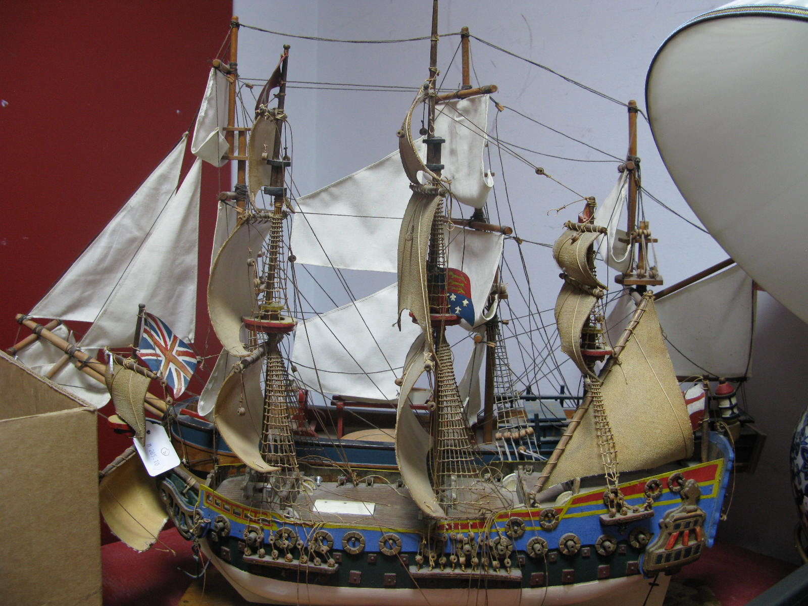 A Wooden Model of the Sailing Ship 'Endeavour', on stand, length 81cm and a further sailing galleon.