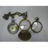 Thos Russell & Son, Liverpool; A Gold Plated Hunter Cased Pocketwatch, with belcher link chain;
