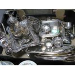 A Mixed Lot of Assorted Plated Ware, including pairs of salts, decorative seven bar toast rack, Hejl