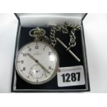 A Cortebert Pocketwatch, white enamel dial, second dial, outer case stamped 538352 with silver