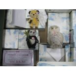 Ten Modern Steiff Pieces, including Jackie 1953, Wally Snowy Owl, mini Dorothy from the Wizard of