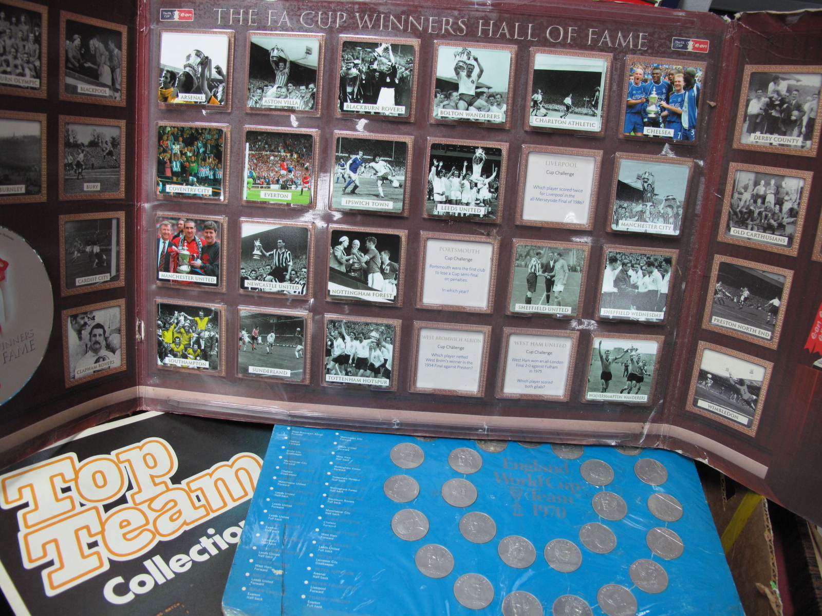 Esso F.A. Coins Set 1972, Italy 90 set, Mexico 70 set, Top Team set, Texaco England Squad 2006