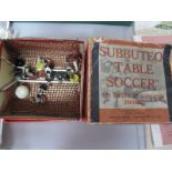 Subbuteo Table Soccer by P.A Adolph, comprising sixteen complete card players, others damaged, nets,