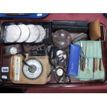 R.F Mosley Knife, watches, barometer, razors, tie pin, etc:- One Tray