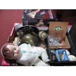 Fishing Hooks, weights, door stop, doll, Battlestar Galactica toy:- One Box