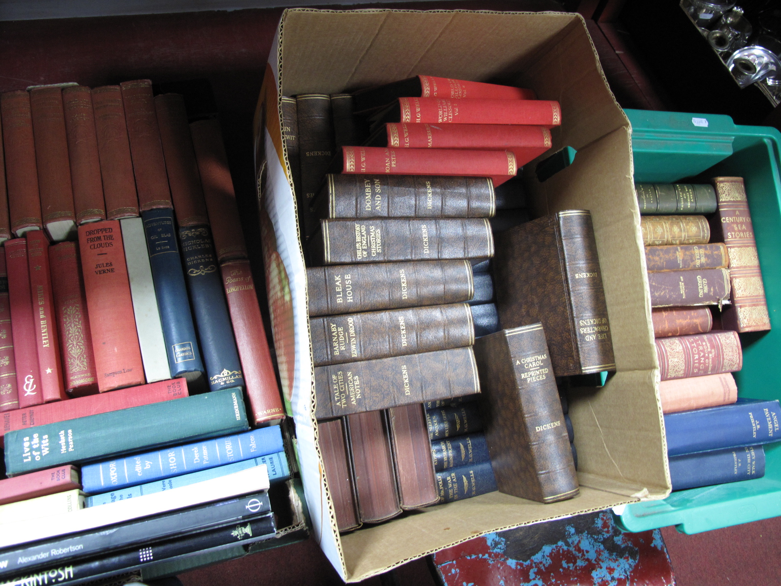 Books - J.B. Priestly, Thackeray, Dickens, H.G. Wells and many others:- Three Boxes