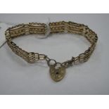 A 9ct Gold Gate Link Style Bracelet, to heart shape padlock style clasp.
