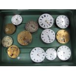 Eight Assorted Pocket and Fob Watch Dials/Movements, (damages); together with further movements (