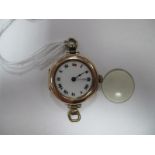 A Ladies 9ct Gold Wristwatch with Rolex Case and Movement, white enamel dial with Roman Numerals,