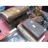 A XIX Century Brass Bound Walnut Vanity Case, with fitted interior (lacking drawer), English