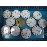 Twelve Assorted Pocketwatch Dials/Movements, all with Roman numerals, some with seconds subsidiary