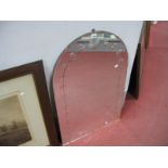 Art Deco Style Arched Wall Mirror, with segment bevelled border, 91.5cm high.