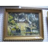 Edward S Billin (Sheffield Artist), Bramton Grange Bridge, Cumbria, oil on board, signed lower