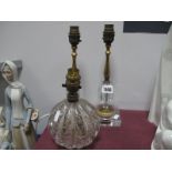 A Murano Glass Table Lamp, with bubble inclusion; together with a pair of table lamps. (3)