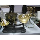 Avery Scales with Brass Pans & Weights, jam pan with iron fall handle, hexagonal brass ceiling