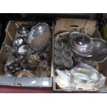 A Mixed Lot of Assorted Plated Ware, including drinking glasses on tray, tea ware, pair of