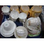 Three Graduated 'Jolly Rover' Water Jugs, Rosina 1930's tea ware, Crown Derby trios:- One Tray