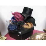 Christy's London Black Silk Top Hat for Brill, Leeds; 'The Zephyrus' bowler hat, ladies hats, fur.