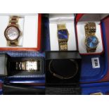Riviera, Limit, Astron, Eden and Modern Gold Plated Gent's Wristwatches, boxed. (6)